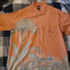Genuine Harley Davidson Palms Trees w/ Harley Davidson Button Down Short Sleeve